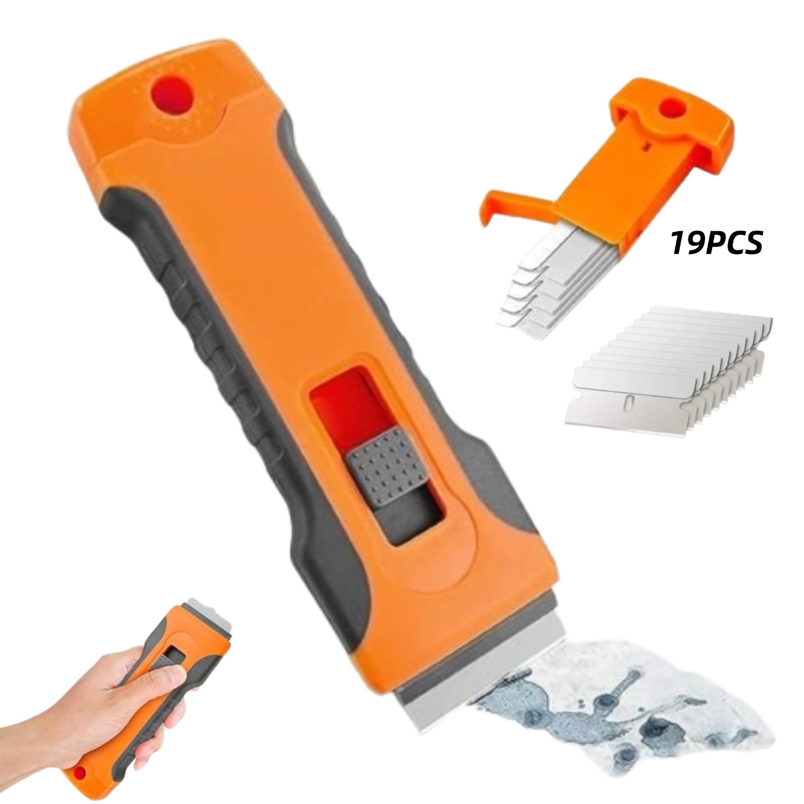Razor Blade Scraper Tool with 19 Pcs Extra Blades, Cleaning Razor Scraper, Glass Top Stove Scraper for Oven Door, Cooktop Scraper, Glass Scraper Cleaning Paint
